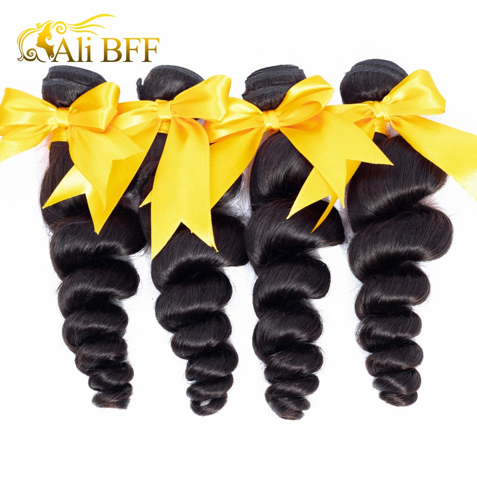 ALI BFF Hair Brazilian Loose Wave 1Bundles 3 Bundle 4 Bundles 100% Remy Human Hair Extensions human Hair Weave Bundles